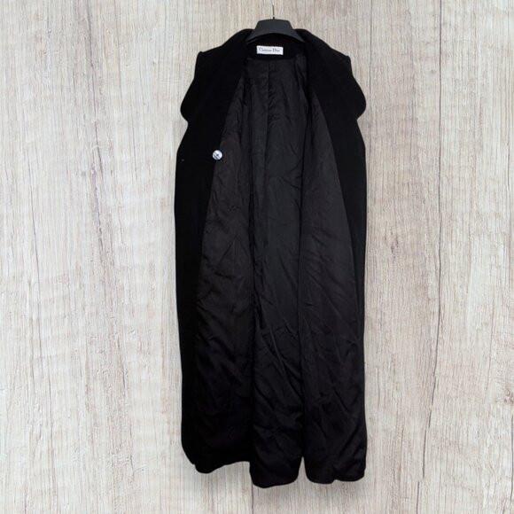 Vintage Christian Dior Wool Coat Womens 6 Black Long Overcoat USA ILGWU - Picture 6 of 12
